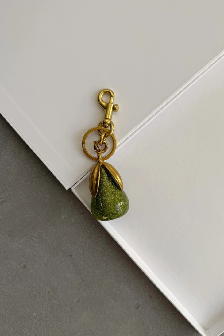 Pear Keychain Large Glitter Bag Ornament Charm Green