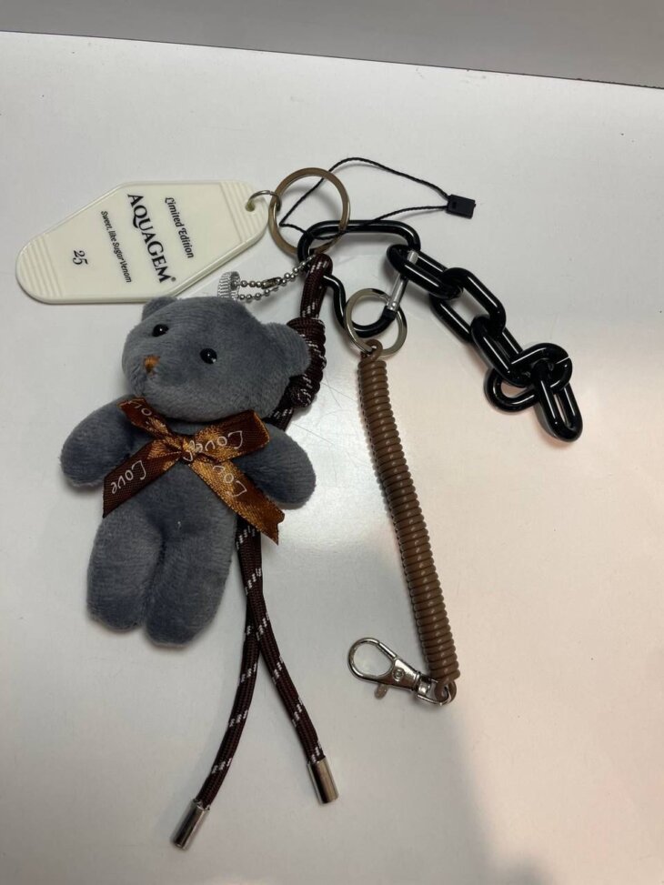 Bag Accessory Charm Keychain grey bear
