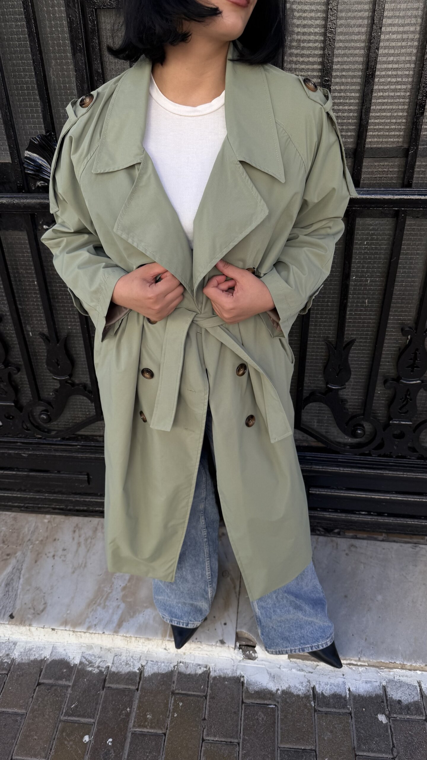 Sage green DP trench coat - Image 4