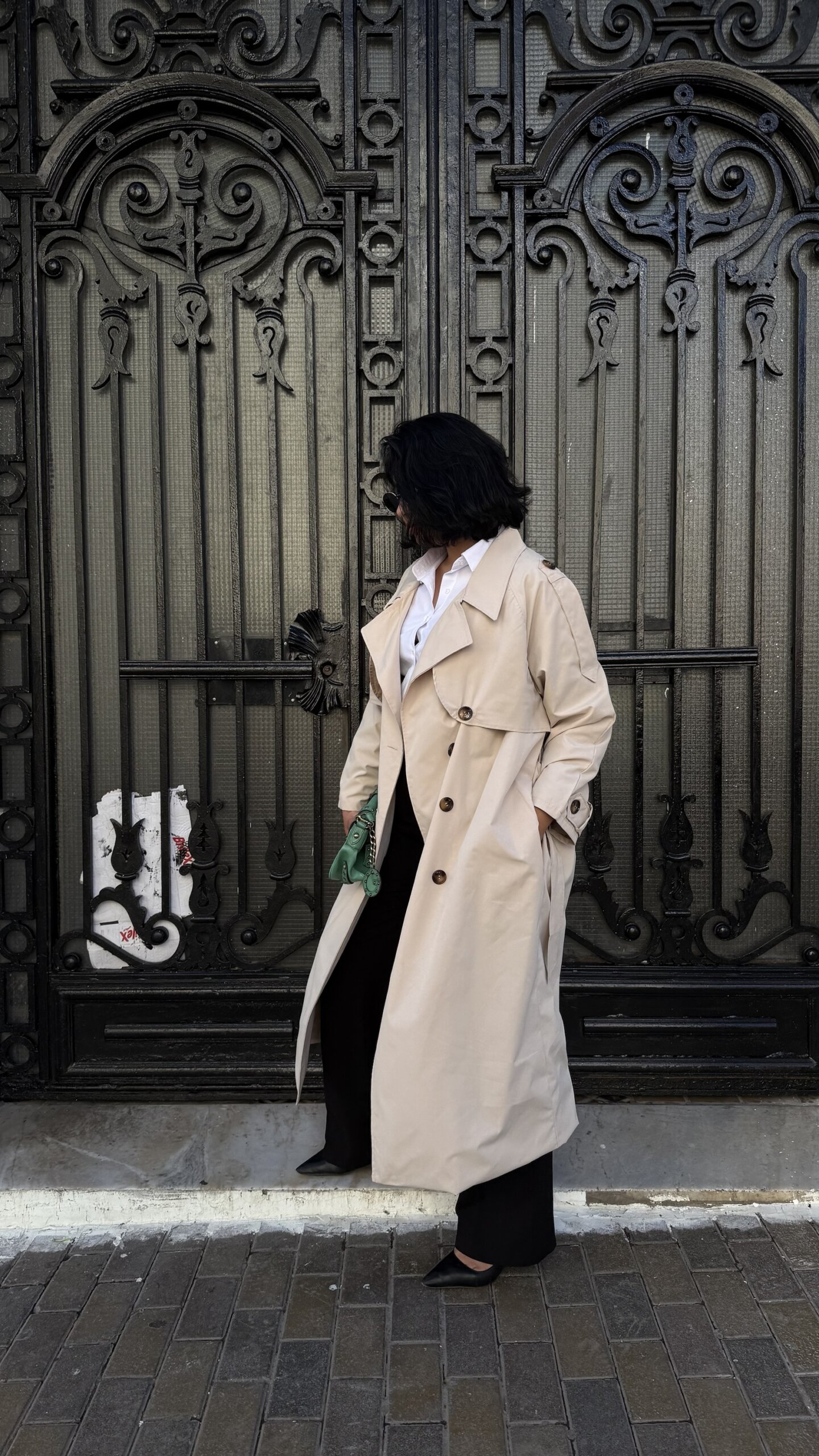 Light beige DP trench coat
