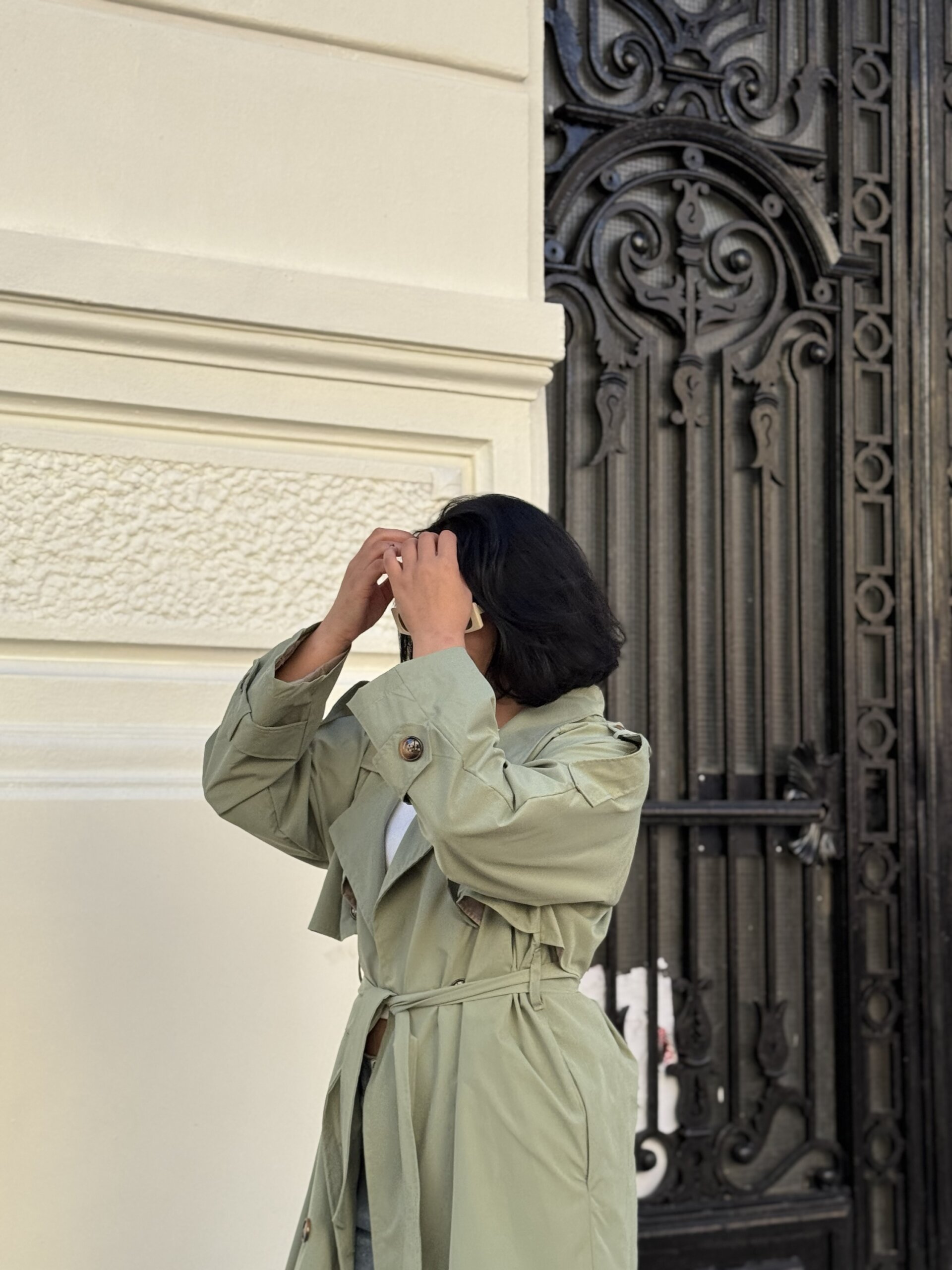 Sage green DP trench coat - Image 6