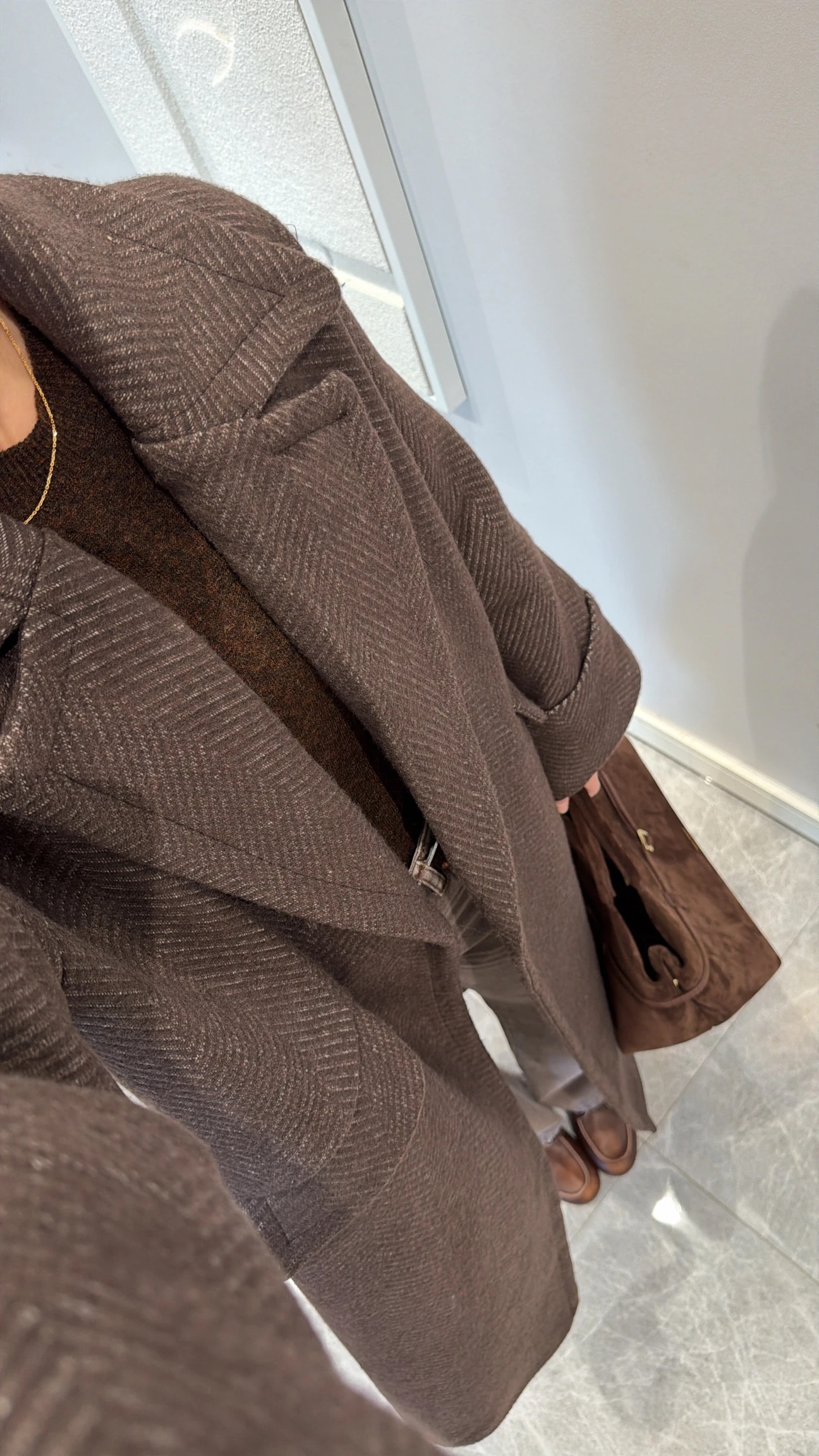 DP brown stripped cashmere coat